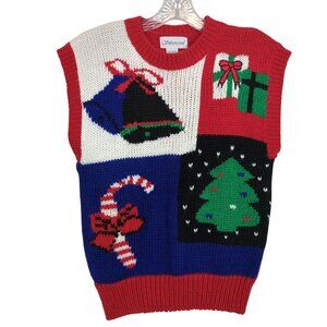 Vintage Silvercord Christmas pullover Sweater Women’s S Holiday Bells Tree Gifts